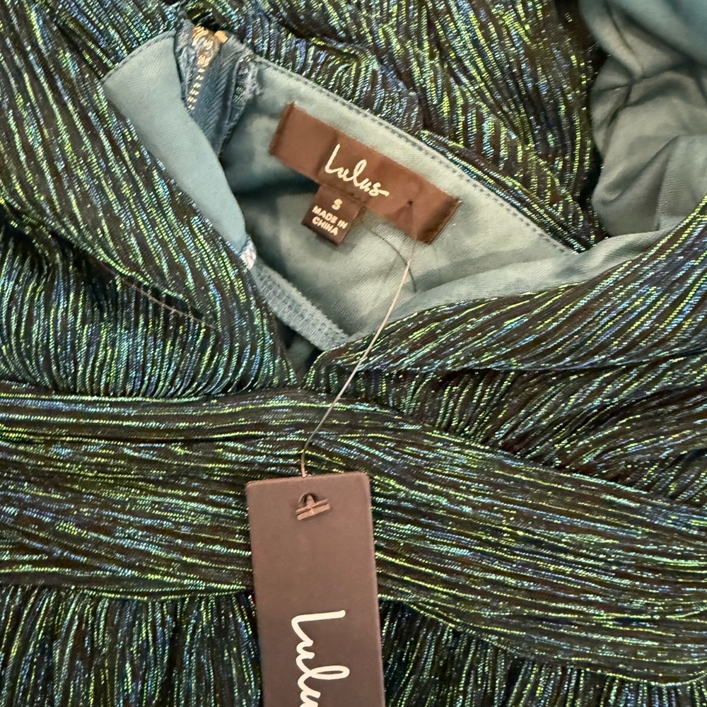 NWT Lulus Sparkly Green and Black Dress - Picture 6 of 6